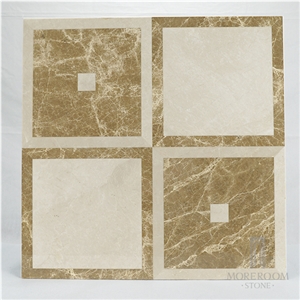 Turkey Emperador Light Marble Water-Jet Medallions Composite Pattern Turkey Emperador Light Marble Water-Jet Medallions Composite Pattern