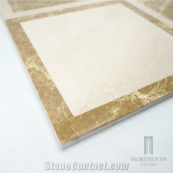Turkey Emperador Light Marble Water-Jet Medallions Composite Pattern