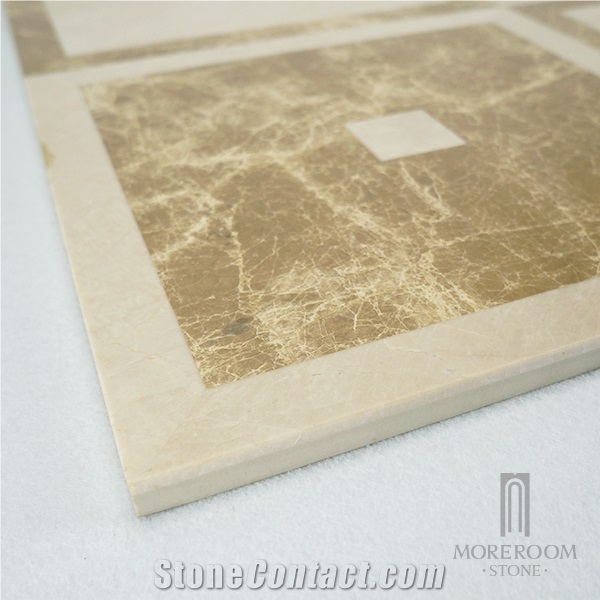 Turkey Emperador Light Marble Water-Jet Medallions Composite Pattern