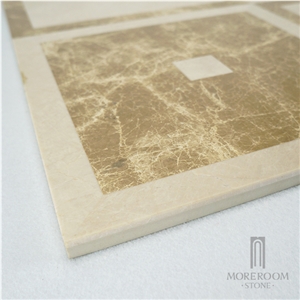 Turkey Emperador Light Marble Water-Jet Medallions Composite Pattern