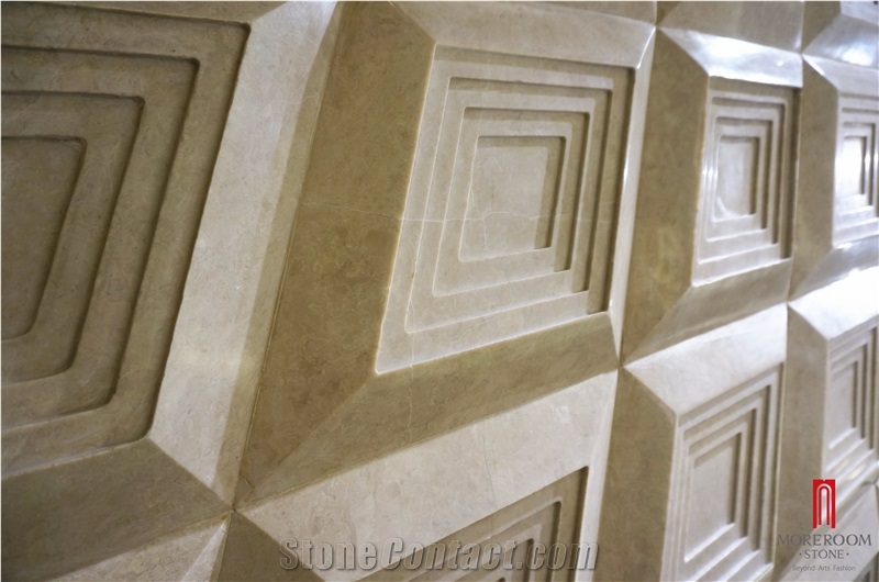 Turkey Latte Beige 3d Marble Cnc Wall Panels