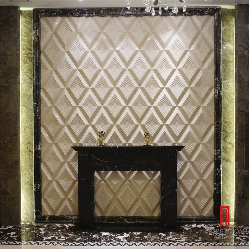 Turkey Latte Beige 3d Marble Cnc Wall Panels