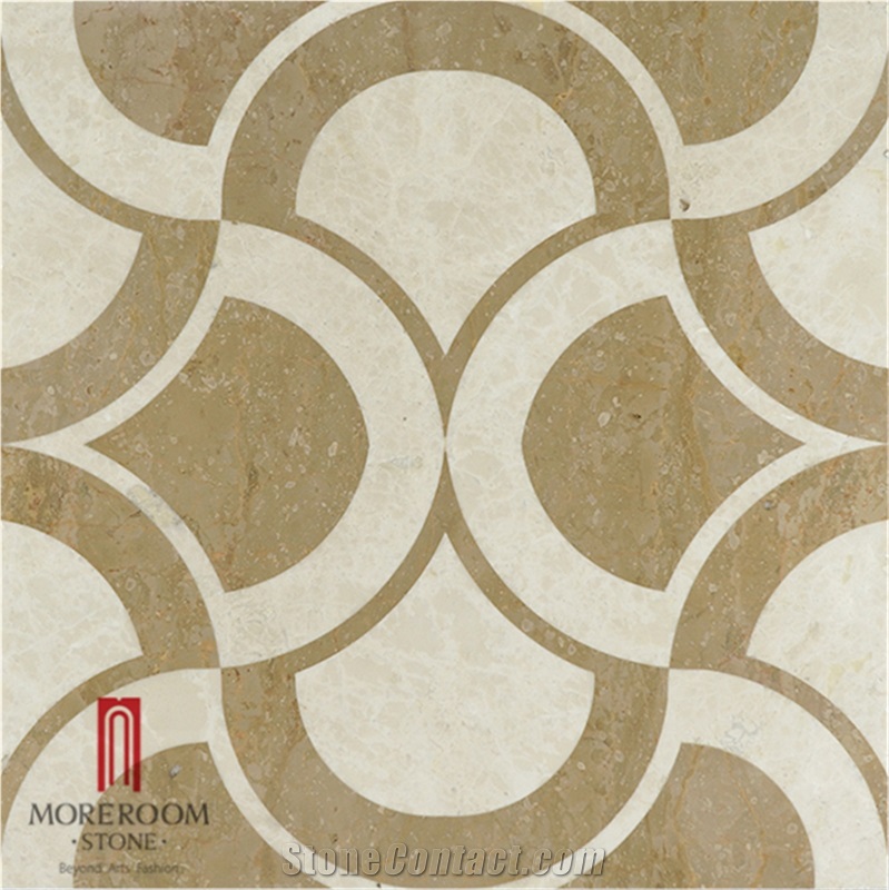 Turkey Ultraman Beige Marble Waterjet Medallions Floor Medallions Composited Marble Waterjet Medallion