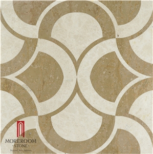 Turkey Ultraman Beige Marble Waterjet Medallions Floor Medallions Composited Marble Waterjet Medallion