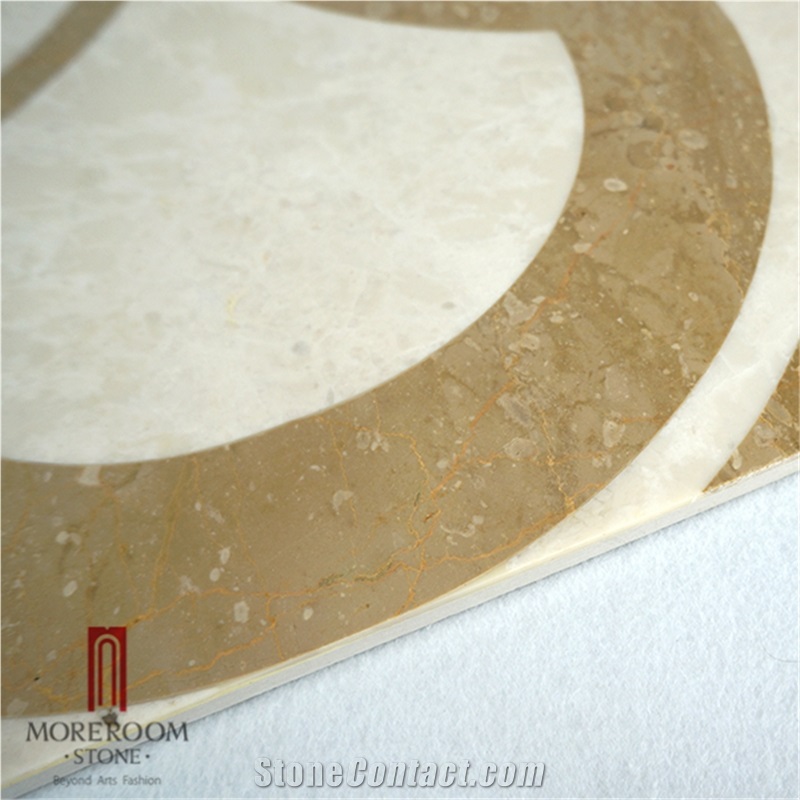 Turkey Ultraman Beige Marble Waterjet Medallions Floor Medallions Composited Marble Waterjet Medallion