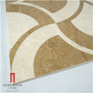 Turkey Ultraman Beige Marble Waterjet Medallions Floor Medallions Composited Marble Waterjet Medallion