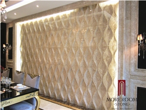Turkish Cappuccino Marble Walling Tiles 3d Wall Panel Cnc Wall Panels 3d Marble Panel Cultural Stone Marble for Tv Background, Cappucino Beige Marble Cnc Wall Panels
