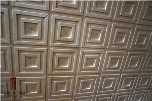 Wall Art Decor 3d Wall Panel, 3d Marble Decor Panel, Cultural Stone Tile for Interior Decor, Aktas White Beige Marble Cultured Stone