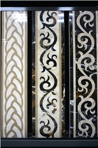 Waterjet Marble Border for Hotel Design Border Decos Suppliers, Beige Marble Border Decos