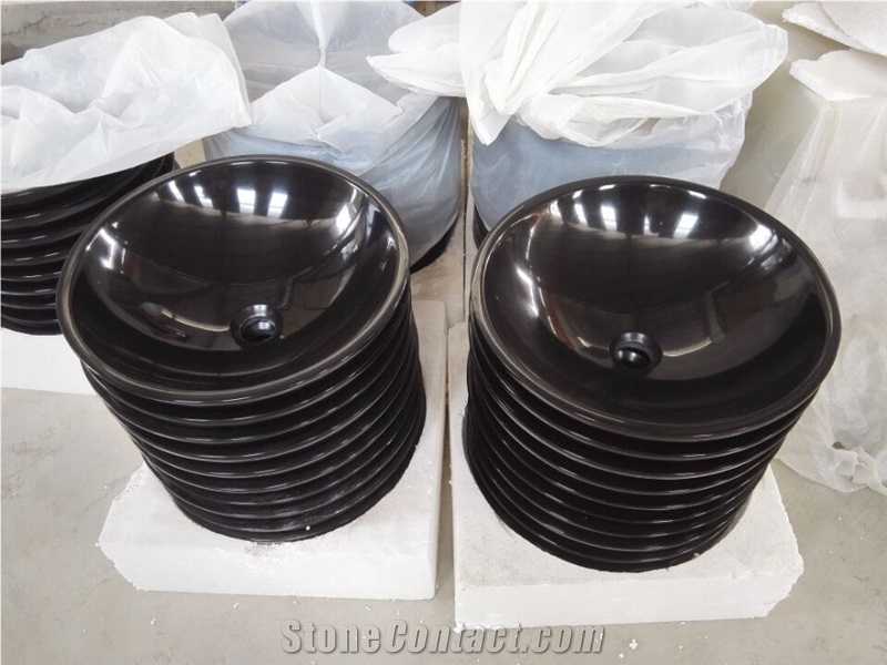 Black Jade Marble Round Basins & Sinks