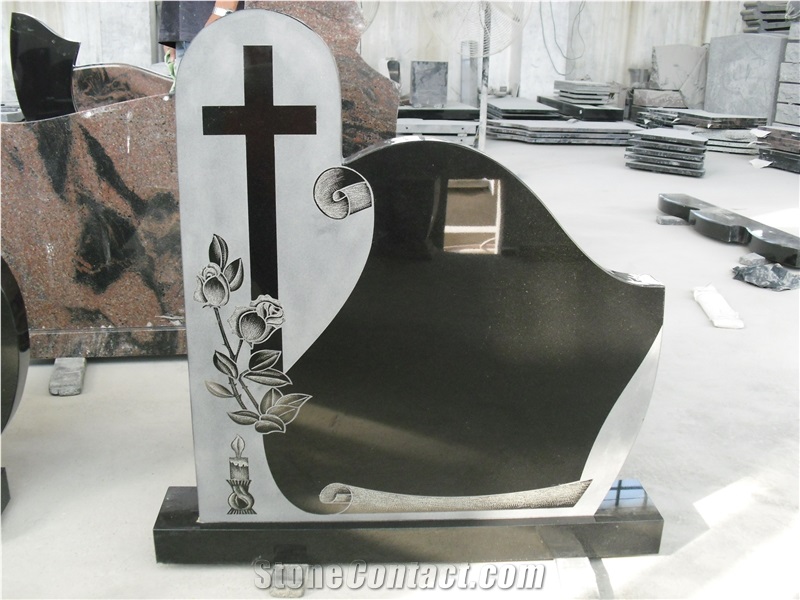 China Absolute Black Granite American Style Polished Monument & Tombstone