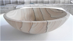 China Wooden Sandstone Basins & Sinks, White Sandstone Basin