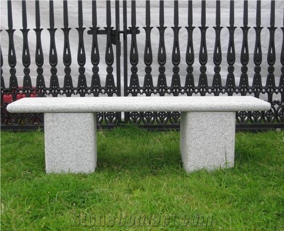 G603 Granite Garden Bench, Grey Granite Park Benches