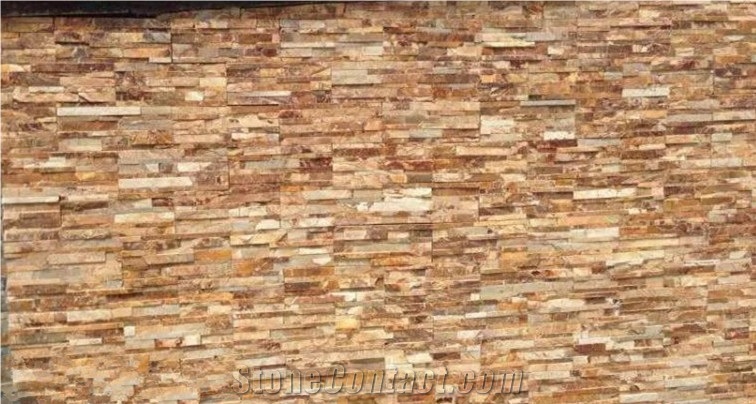 Golden Yellow Slate Wall Cladding Panel, China Yellow Slate Wall Cladding
