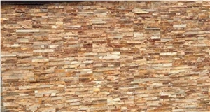 Golden Yellow Slate Wall Cladding Panel, China Yellow Slate Wall Cladding