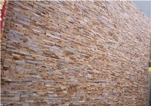 Golden Yellow Slate Wall Cladding Panel, China Yellow Slate Wall Cladding