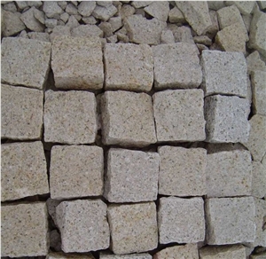 Granite Paving Stone, Yellow Rusty Granite Paving Stone, Granite Cube Stone, Granite Cobble Stone