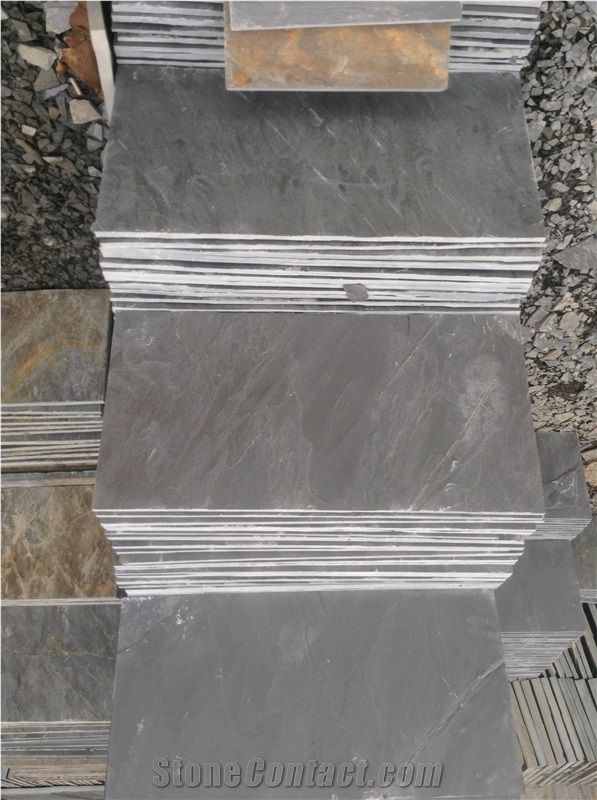 Natural Black Slate Flooring Tiles, Black Flooring Slate, Jiujiang Black Slate