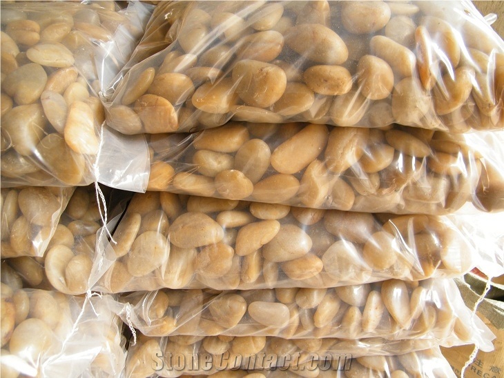 Polished Yellow Pebble Stone, River Stone, Pebble Pattern, Pebble Landscaping Stone