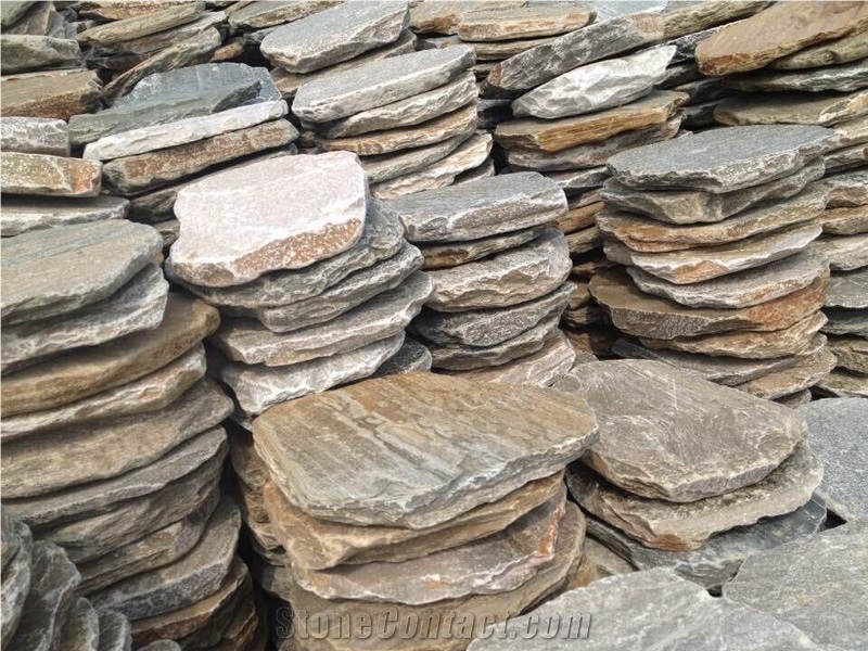 Rusty Slate Cube Stone & Stepping Stone, Slate Stepping Garden Stone