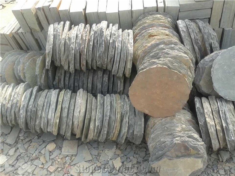 Rusty Slate Cube Stone & Stepping Stone, Slate Stepping Garden Stone