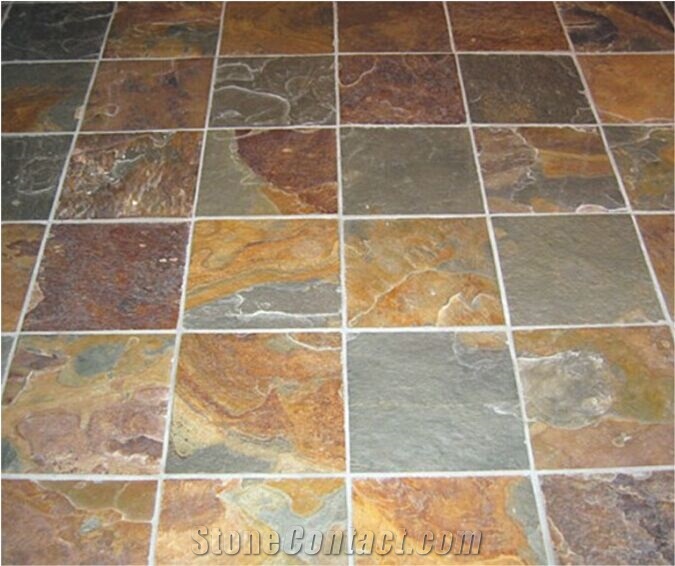 Slate Tiles & Slab,Cheap Crazy Rustic Slate Tile with Mesh