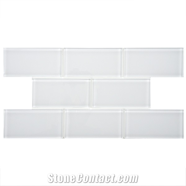 Metro Bianco Clear Subway Glass Mosaic Tile 3x6