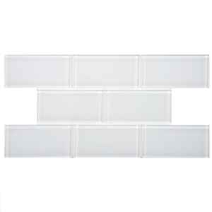 Metro Bianco Clear Subway Glass Mosaic Tile 3x6