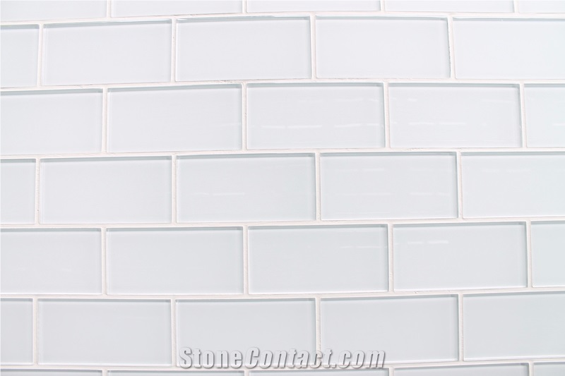 Metro Bianco Clear Subway Glass Mosaic Tile 3x6
