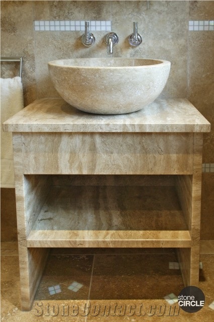 Travertine Vessel Basin and Bathroom Top Stand