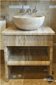 Travertine Vessel Basin and Bathroom Top Stand