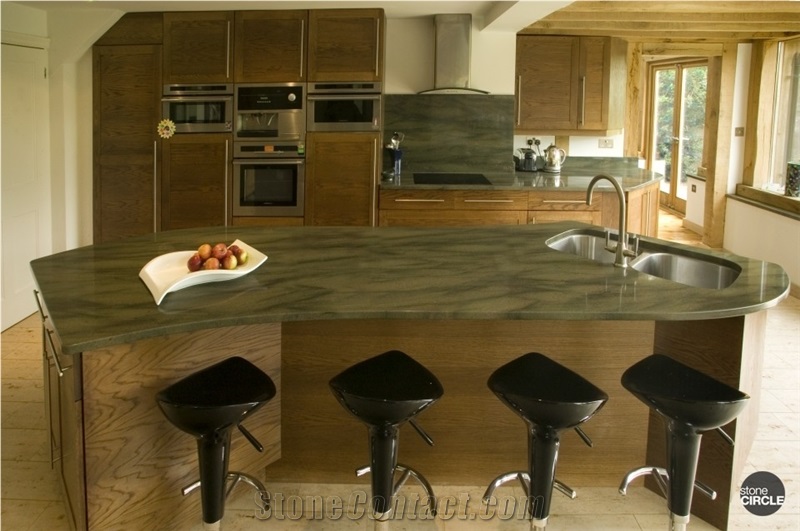 Wild West Green Granite Island Unit Worktops