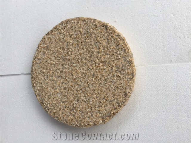 Binh Dinh Yellow Circle Granite Slabs Stone, Yellow Granite Pavers & Cube Stone