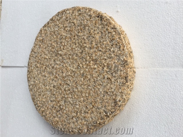 Binh Dinh Yellow Circle Granite Slabs Stone, Yellow Granite Pavers & Cube Stone