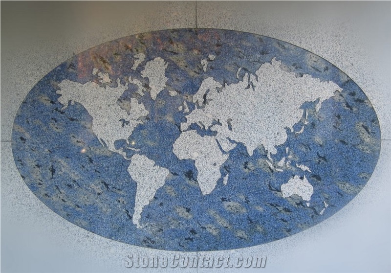 Azul Bahia Granite Waterjet Rosette