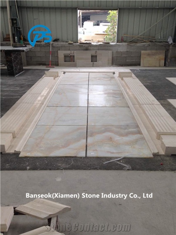 Beige Marble Tv Set Wall Tiles, Beige Marble Wall