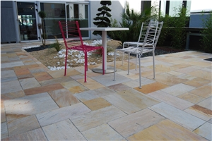 Brazilian Noble Quartzite Sawn Cut Patio Pavement, Yellow Quartzite Cube Stone & Pavers Brazil
