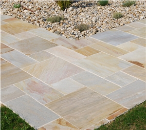 Brazilian Noble Quartzite Sawn Cut Patio Pavement, Yellow Quartzite Cube Stone & Pavers Brazil