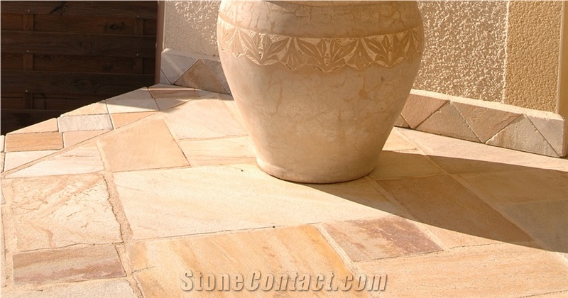 Brazilian Noble Quartzite Sawn Cut Patio Pavement, Yellow Quartzite Cube Stone & Pavers Brazil