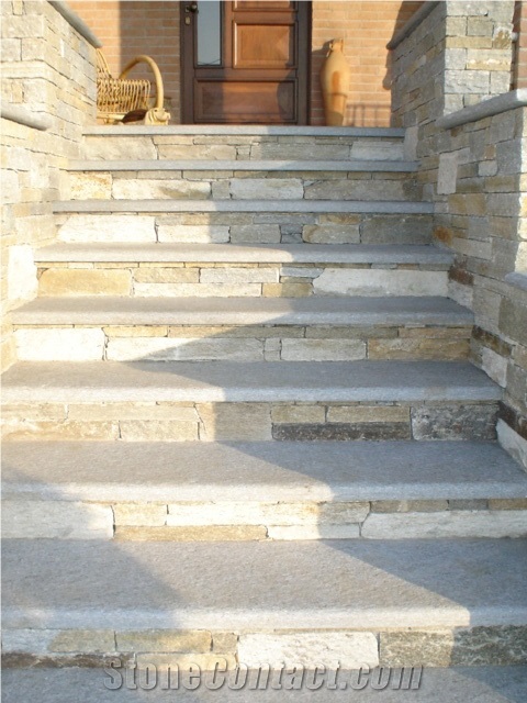 Pietra Di Luserna Garden Stairs & Steps, Grey Quartzite Stairs & Steps Italy