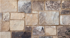 Natural Thinstone Veneer - Chattooga Ashlar with Buff Mortar Joint, Beige Sandstone Wall Cladding