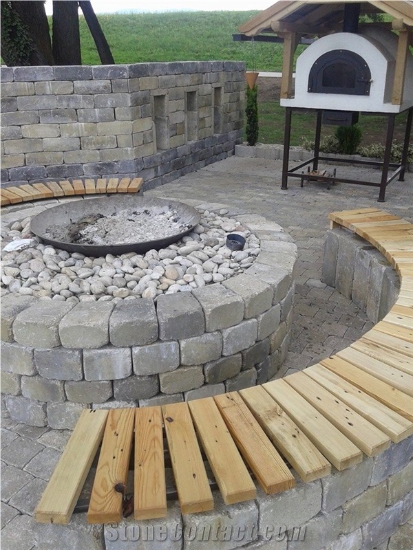 Drenovci Granite Cobble Stone, Pavement, Grey Granite Cube Stone & Pavers