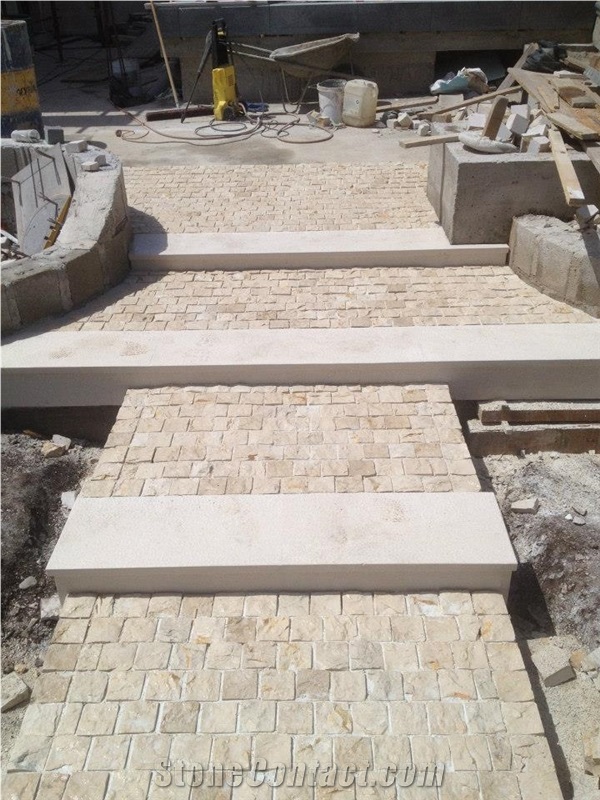 Fior Di Crema Limestone Pavements, Cobble Stones, Beige Limestone Cube Stone & Pavers Croatia