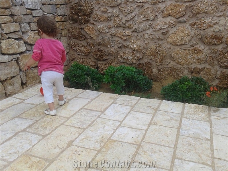 Plano Limestone External Walkway Pavement, Beige Limestone Cube Stone & Pavers