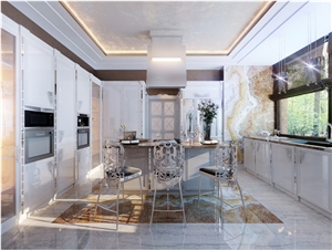 Brown Onyx Kitchen Wall and Flooring