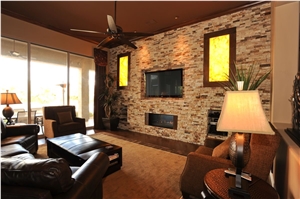 Stacked Stone Veneer Feature Wall Cladding