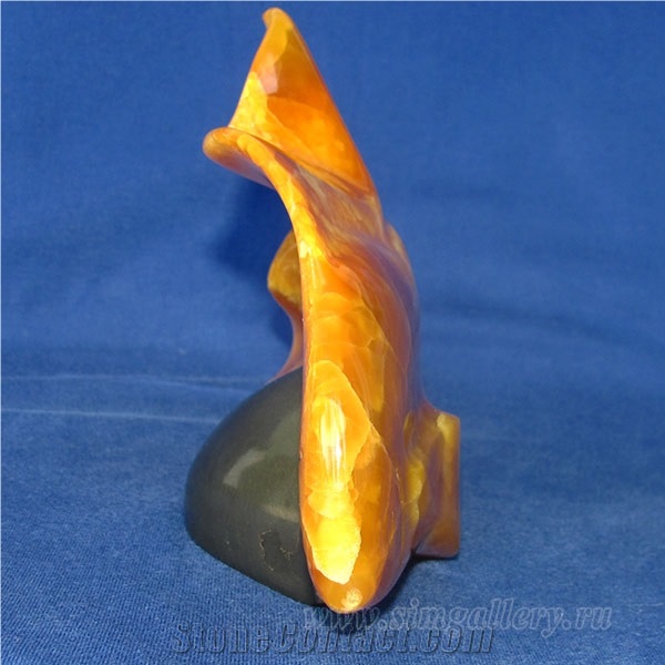 Goldfish Hand Carved Calcite Natural Stone, Handmade