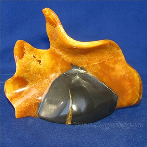 Goldfish Hand Carved Calcite Natural Stone, Handmade