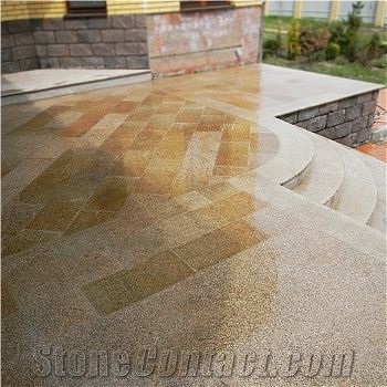 Granite Porch and Stairs with G682 Sunset Gold Granite