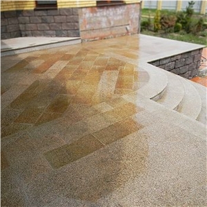 Granite Porch and Stairs with G682 Sunset Gold Granite